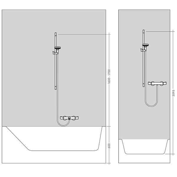 Set de dus cu bara 65 cm Hansgrohe, Crometta 100, para si furtun, crom - 2 | YEO