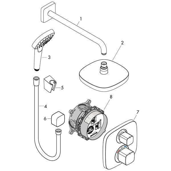 Set de dus Hansgrohe, Croma Select E, cu baterie termostatata Ecostat E, crom - 2 | YEO