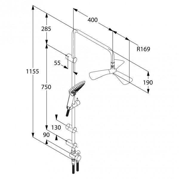 Set de duș Kludi, Fizz, clasa de debit AA, comutator cu două căi, crom - 1 | YEO