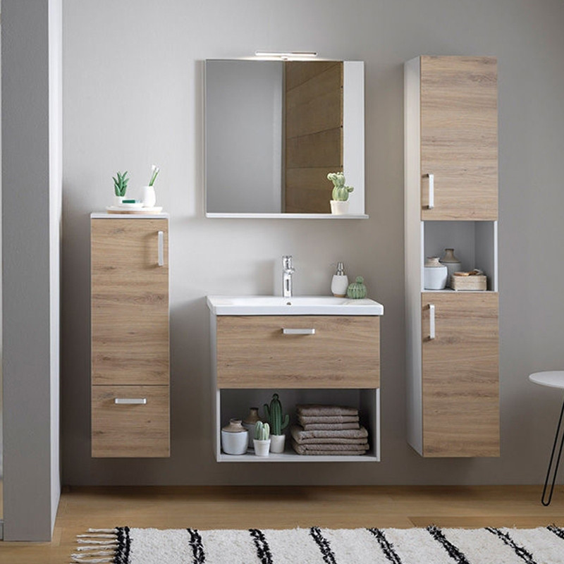 Set mobilier si lavoar Kolpasan, Evelin, 1 sertar, 80 cm, stejar gri / gray oak - 3 | YEO