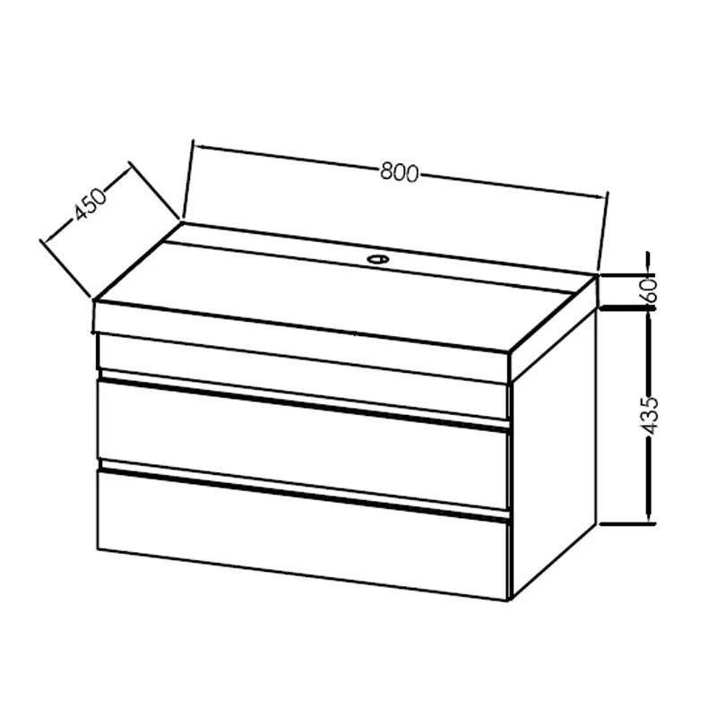 Set mobilier și lavoar suspendat, Kolpasan, Naomi, cu 2 sertare, 80 cm, alb - 2 | YEO