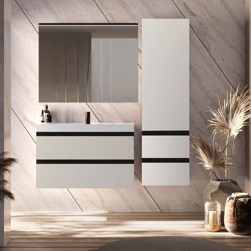 Set mobilier suspendat cu lavoar Kolpasan, Harmony 100, cu 2 sertare, light grey - 1 | YEO