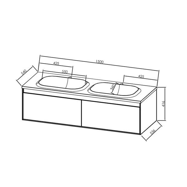 Set mobilier suspendat si lavoar Kolpasan, Pandora, 150 cm, lemn natur - 2 | YEO