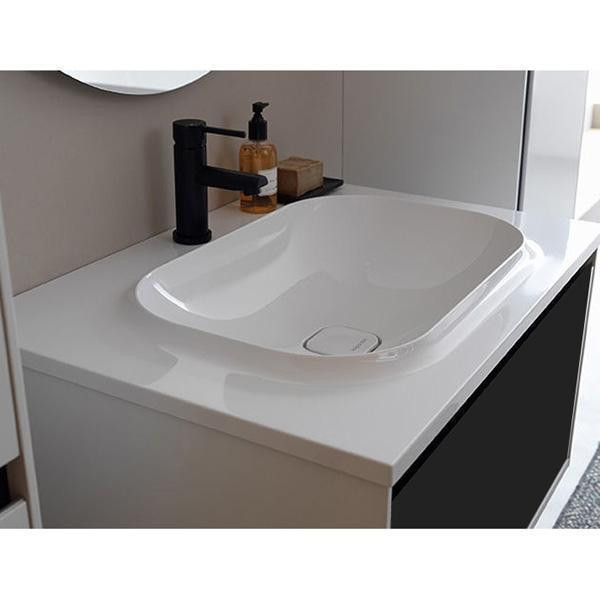 Set mobilier suspendat si lavoar Kolpasan, Pandora, 75 cm, negru - 2 | YEO