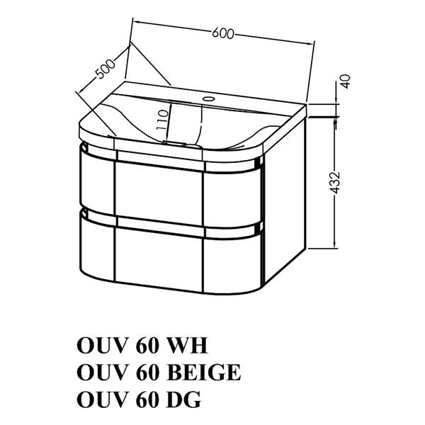 Set mobilier suspendat si lavoar, Kolpasan, Vittoria, 60 cm, alb - 3 | YEO