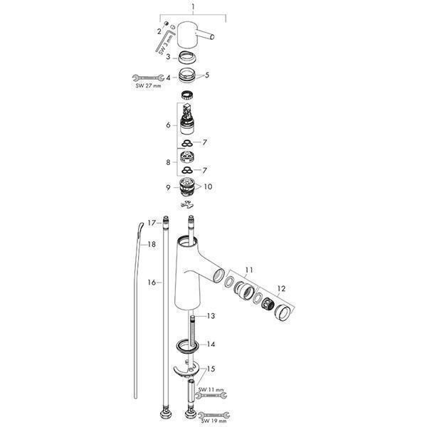 Baterie bideu cu ventil, Hansgrohe, Talis S, crom - 2 | YEO