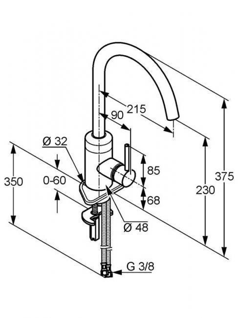 Baterie bucatarie Kludi, Bozz, monocomanda crom - 1 | YEO