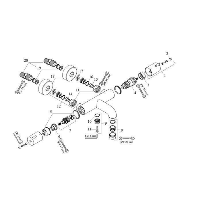 Baterie cada-dus, Hansgrohe, Ecostat 1001, termostata, crom - 3 | YEO