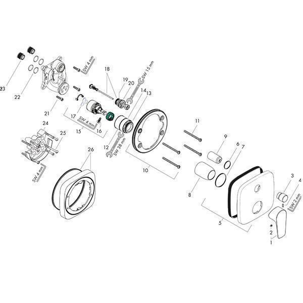 Baterie cada dus, Hansgrohe, Talis E, Negru mat - 2 | YEO