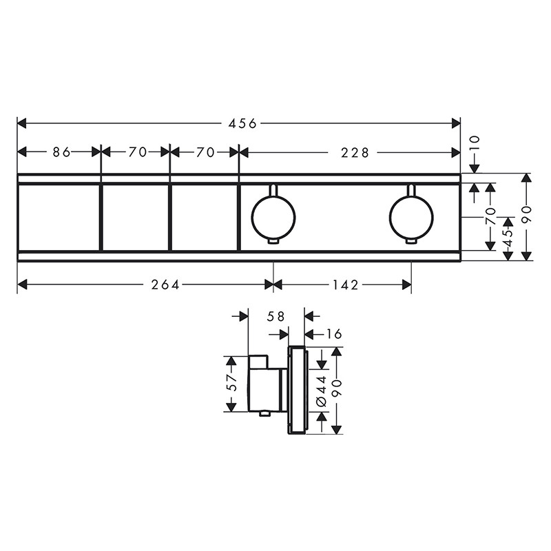 Baterie de duș, Hansgrohe, RainSelect, cu două funcții, bronz periat - 1 | YEO