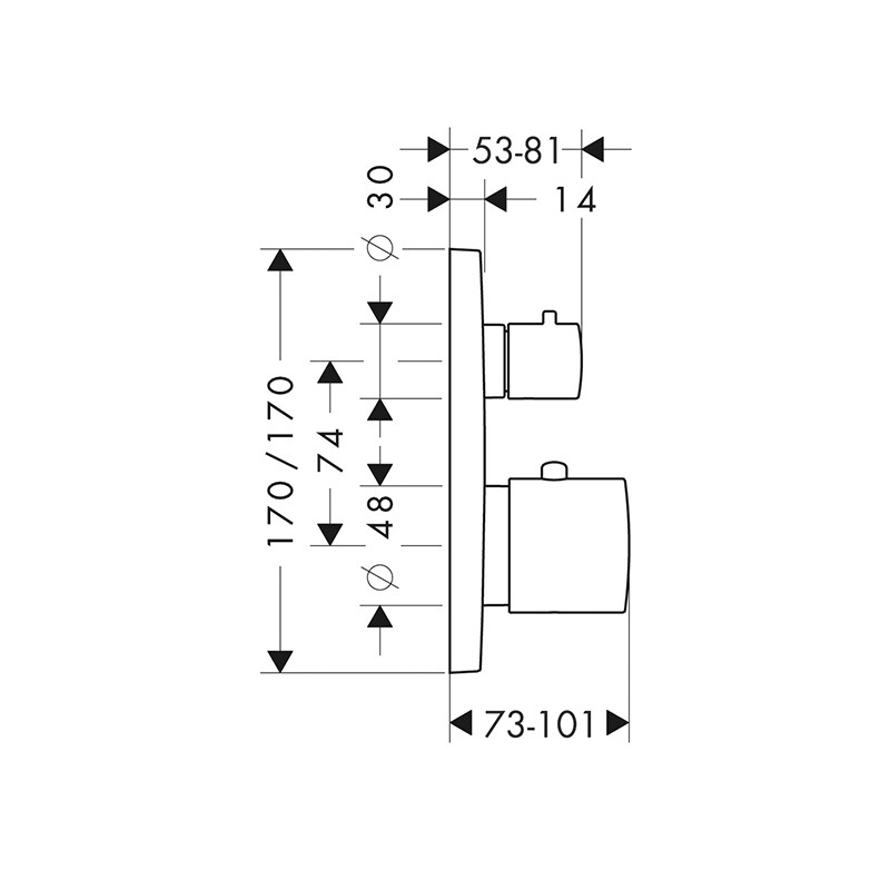 Baterie duș, Axor, Citterio M, cu termostat, crom, 34725000 - 1 | YEO