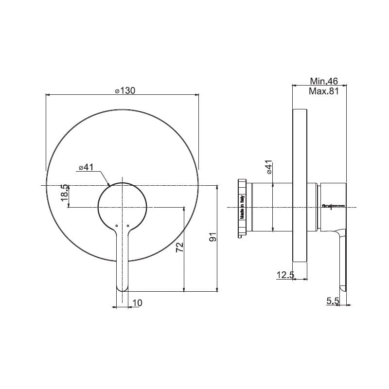 Baterie duș, FIMA Carlo Frattini, Snap, crom, F3119E1CR - 1 | YEO