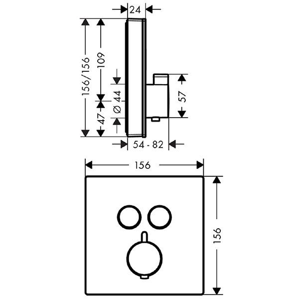 Baterie dus, Hansgrohe, ShowerSelect Glass, incastrata, termostatat cu 2 functii, finisaj sticla, alb/crom - 1 | YEO