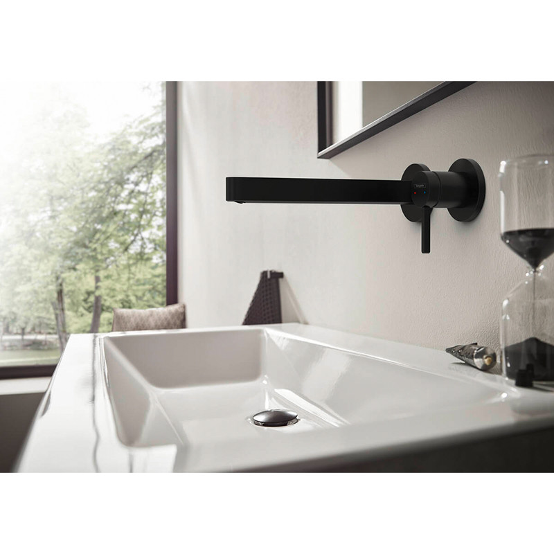 Baterie lavoar cu montaj pe perete, Hansgrohe, Finoris, cu pipa 22,8 cm, negru mat - 1 | YEO
