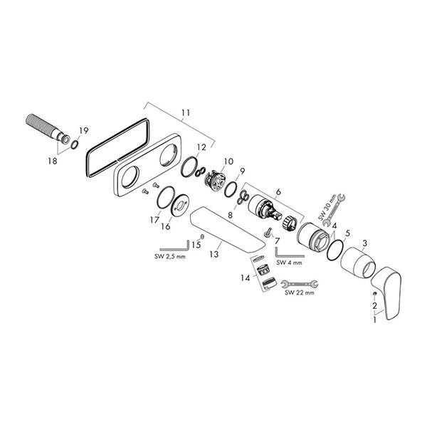 Baterie lavoar Hansgrohe, Talis E, montaj pe perete, 22.5 cm, bronz periat - 2 | YEO