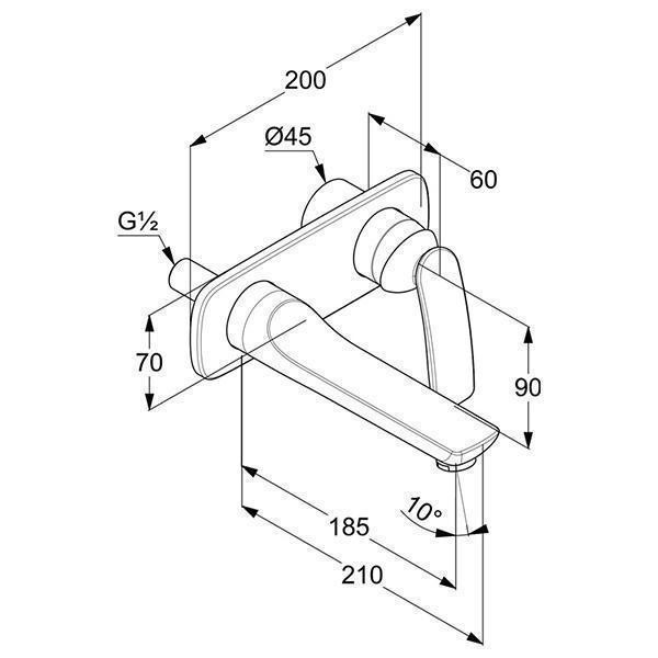 Baterie lavoar, Kludi, Balance, partea vizibila, negru mat - 1 | YEO