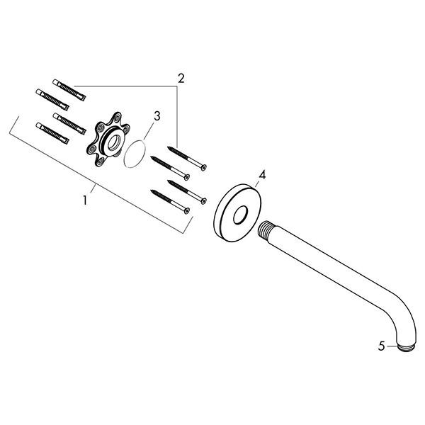 Brat de dus cu prindere pe perete, Hansgrohe, alb mat - 2 | YEO