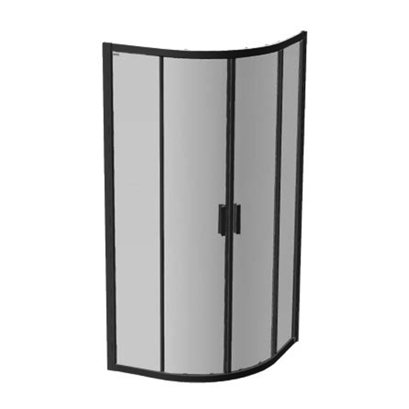 Cabină de duș semirotundă Kolpasan Venus R, 80x80 cm, sticlă securizată, profil negru mat - 1 | YEO