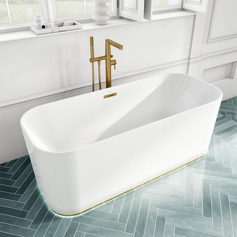 Cadă freestanding, Villeroy & Boch, Finion, cu instalație push-to-open, alb - 1 | YEO