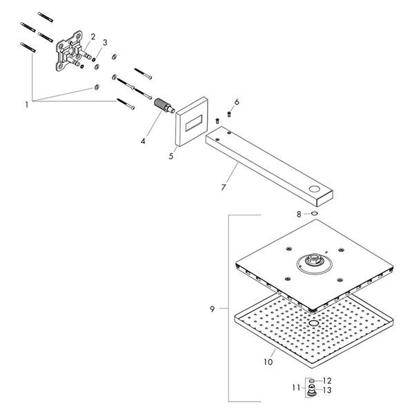Cap de dus cu brat, Hansgrohe, Raindance E 300, bronz periat - 1 | YEO