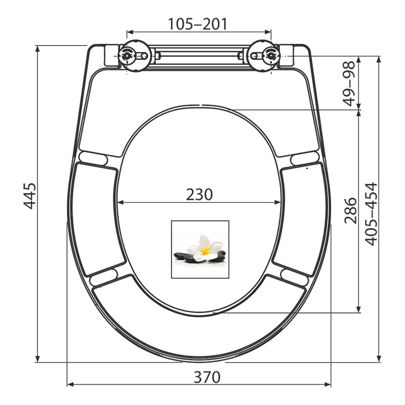 Capac WC, Alcadrain, universal, soft close, duroplast, cu motiv floare, alb - 1 | YEO