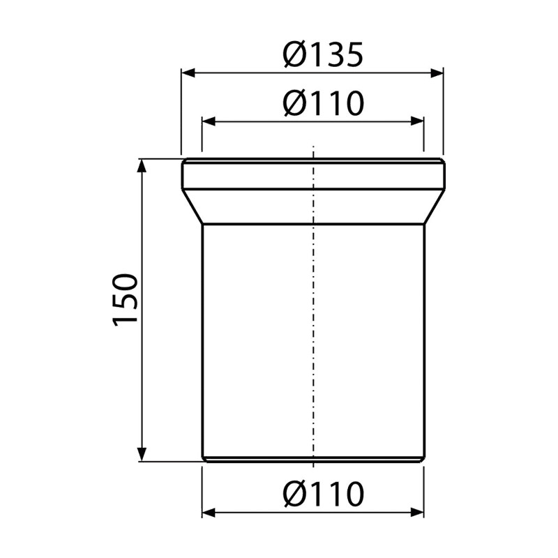 Cot racord, Alcadrain, pentru vasul WC, 15 cm - 1 | YEO