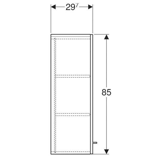Dulap inalt suspendat, Geberit, Selnova Square, 85 cm, nuc american hickory - 3 | YEO