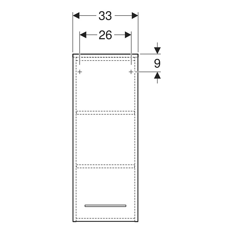 Dulap inalt suspendat, Geberit, Selnova Square, cu o usa, 85 cm, nuc american hickory deschis - 2 | YEO