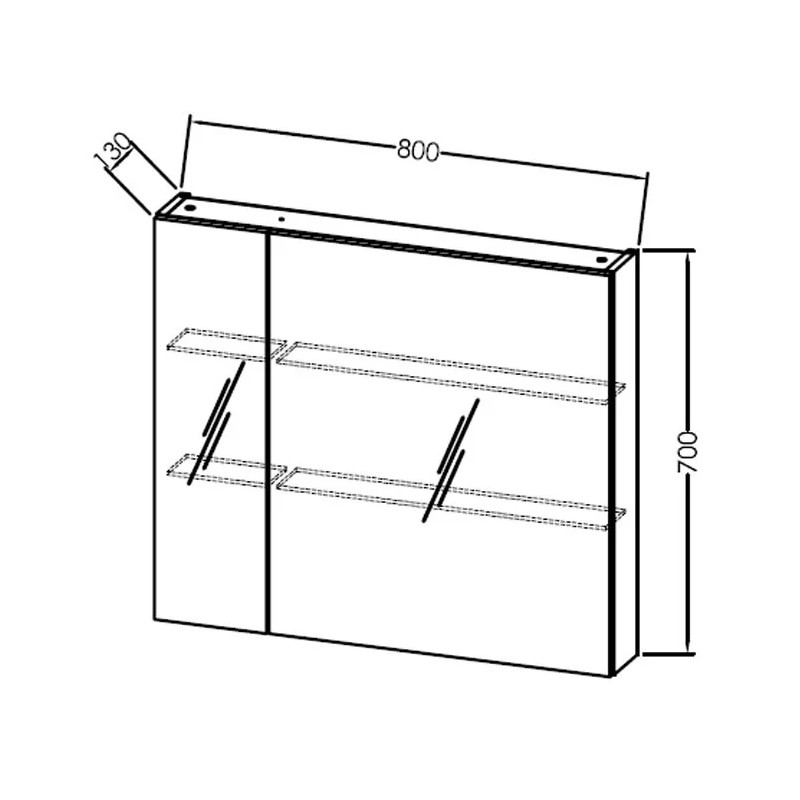 Dulap suspendat cu oglindă, Kolpasan, Naomi, cu 2 uși, 80 cm, dark concrete - 1 | YEO