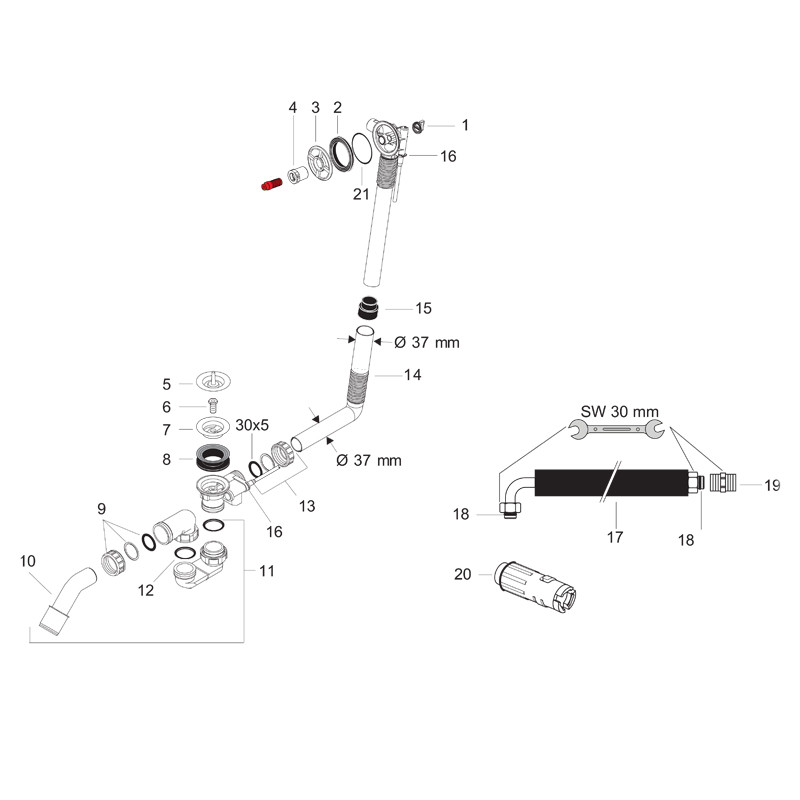 Instalatie de cada, Hansgrohe, Exafill S, 52 cm, fara ornament - 1 | YEO