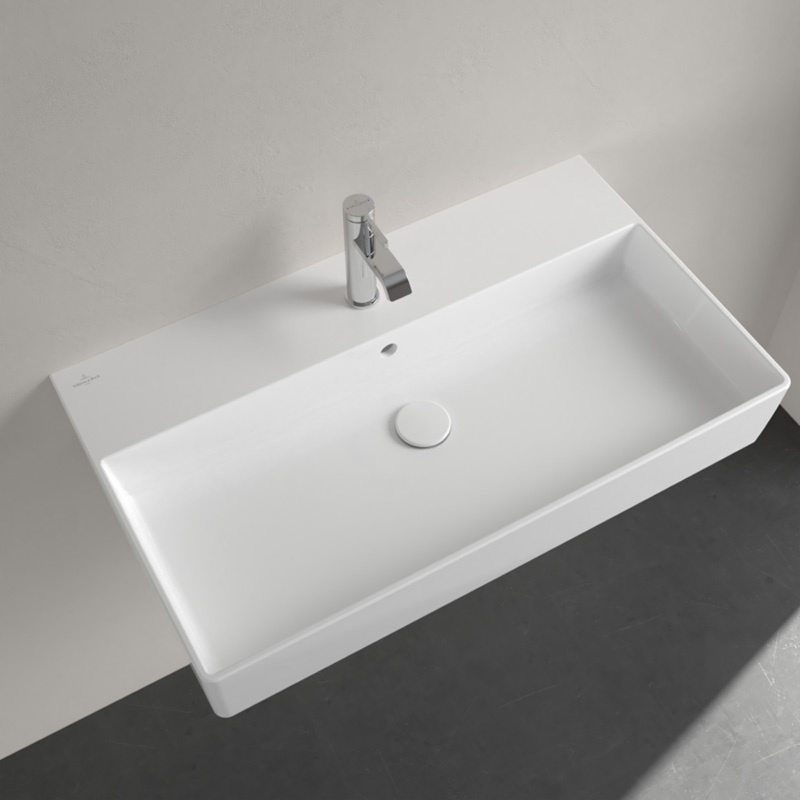 Lavoar dreptunghiular pe blat Villeroy & Boch, Memento 80 cm, cu preaplin și orificiu pentru baterie, 4A228001 - 1 | YEO