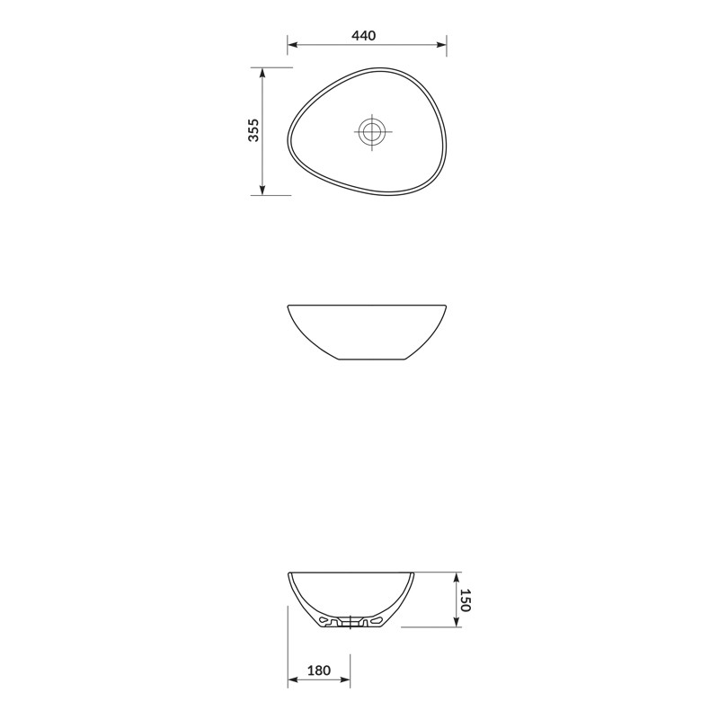 Lavoar pe blat, Cersanit, Moduo, asimetric, 45 cm, alb - 2 | YEO