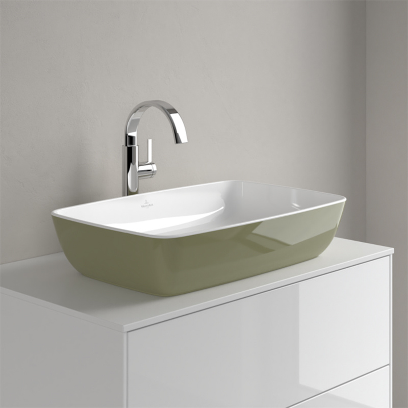 Lavoar pe blat, Villeroy & Boch, Artis, dreptunghiular, 58 x 38,5 cm, sage green - 2 | YEO