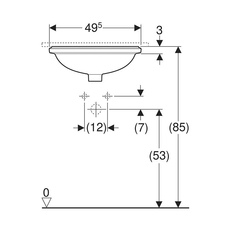 Lavoar sub blat, Geberit, VariForm, oval, 49,5 cm, alb - 3 | YEO