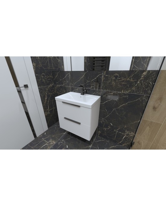 Mobilier pentru lavoar Spectrum, Canari, mânere crom, 60 cm, alb - 1 | YEO