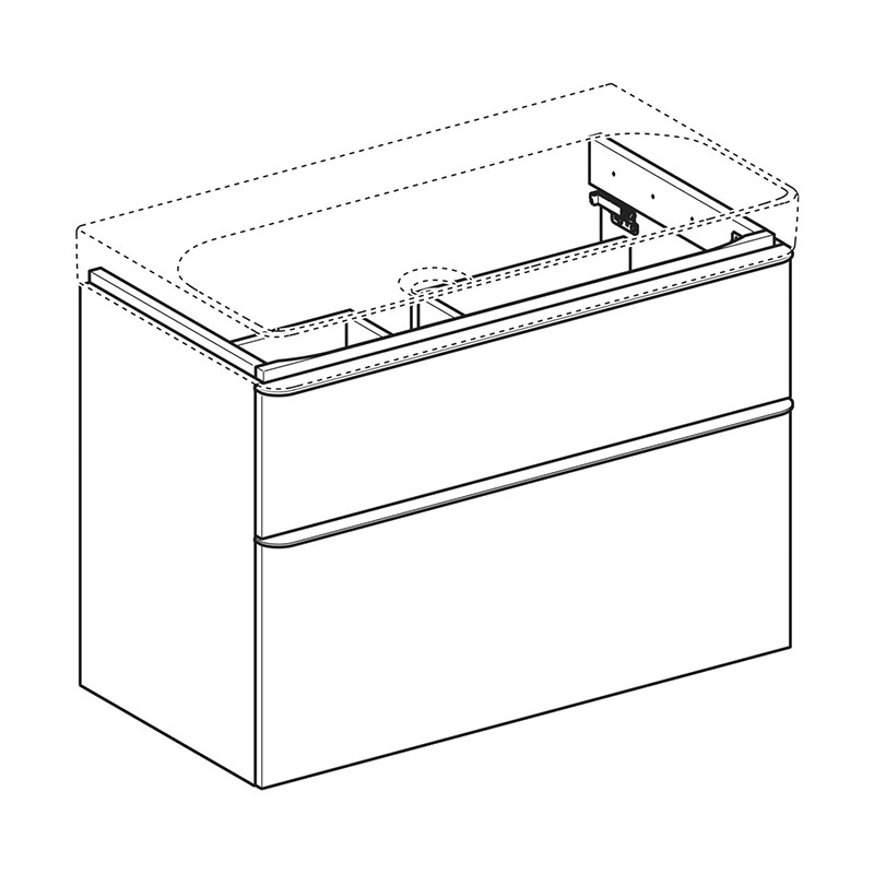 Mobilier suspendat, Geberit, Smyle Square, pentru lavoar, 88,4 cm, nuc hickory - 1 | YEO