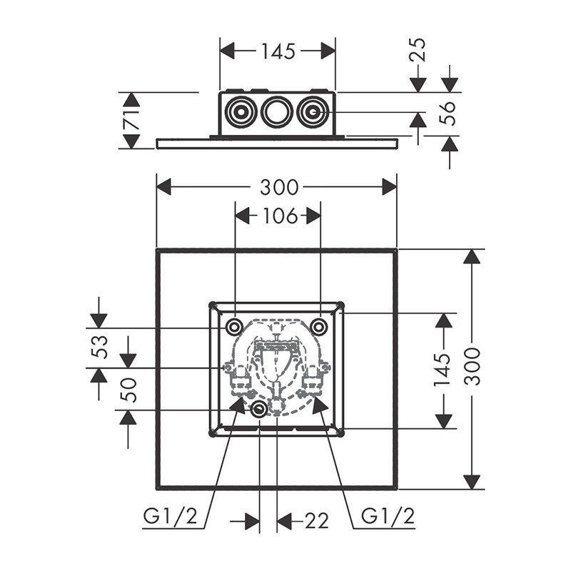 Pălărie de duș, Axor, ShowerSolution, 1 jet, 30 x 30 cm, bronz periat, 35317140 - 2 | YEO