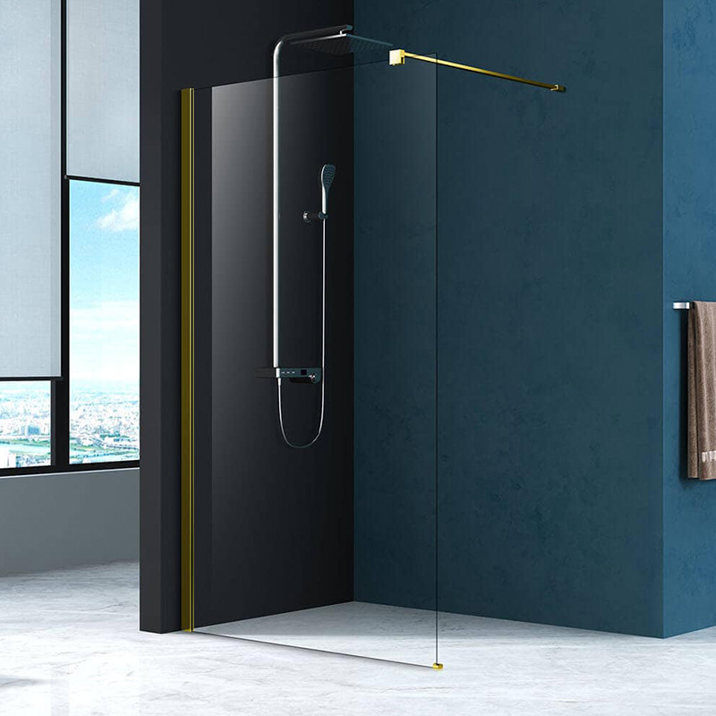 Paravan de duș, Mediterraneo, Foxy Gold, 80 cm, easy clean. profil auriu periat