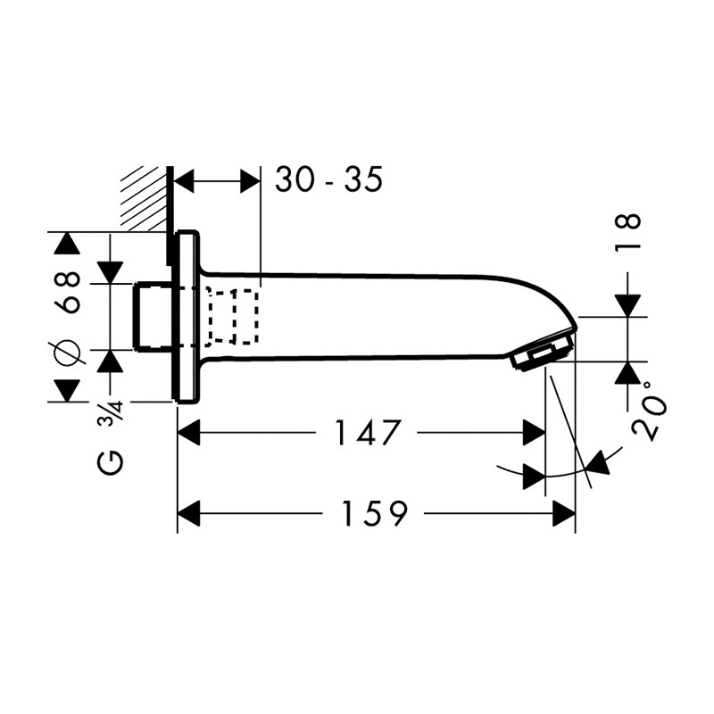 Pipa de umplere Hansgrohe, Focus, crom - 2 | YEO