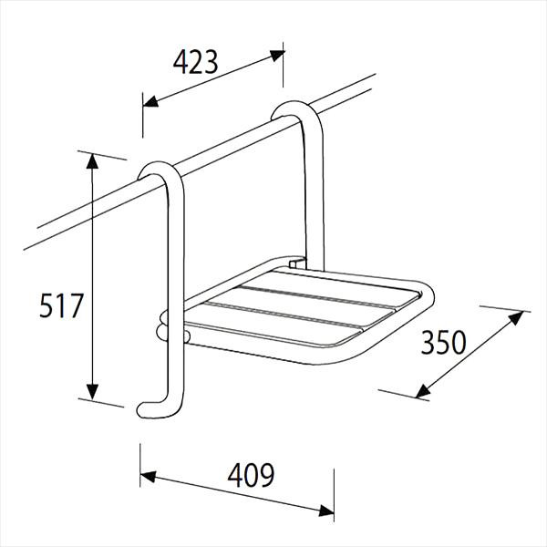 Scaun rabatabil pentru dus, atasabil la bara de siguranta orizontala, Thermomat, alb - 1 | YEO