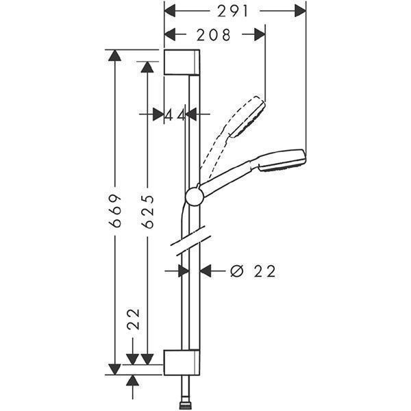 Set de dus cu bara 65 cm Hansgrohe, Crometta 100, para si furtun, crom - 3 | YEO