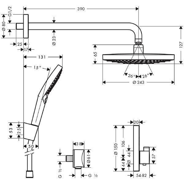 Set de dus Hansgrohe, Raindance Select S, cu baterie termostatata ShowerSelect S, crom - 1 | YEO