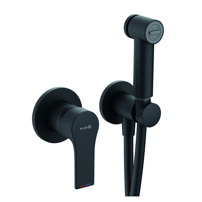 Set de duș igienic, Kludi, Zenta SL, negru mat