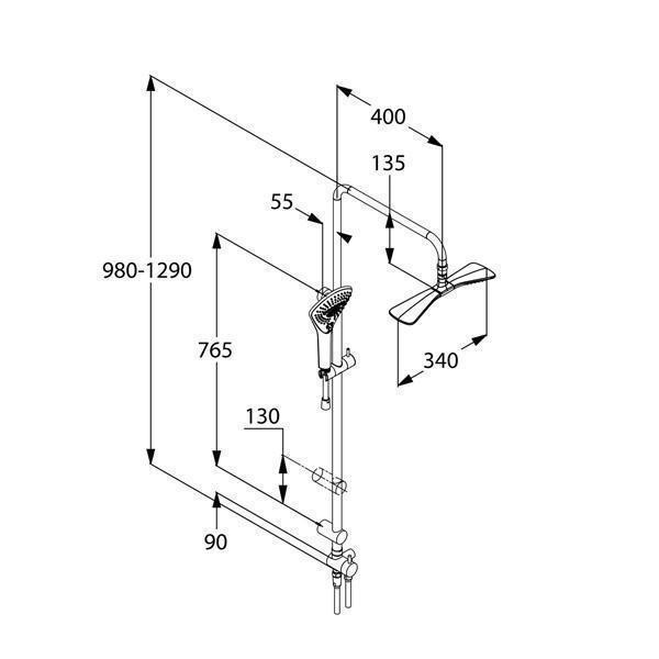Set de dus Kludi, Fizz, fara baterie de dus, crom - 1 | YEO