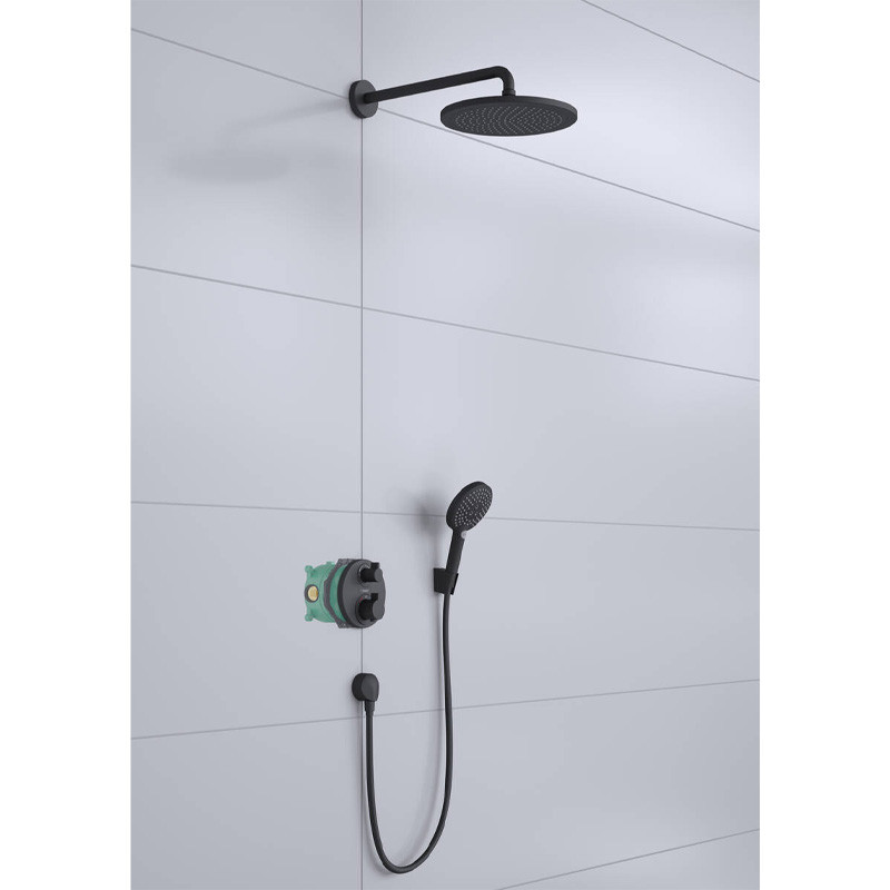 Set dus Hansgrohe, Croma, baterie dus termostatata incastrata, negru mat - 1 | YEO