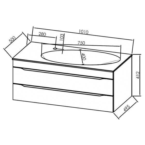 Set mobilier si lavoar, Kolpasan, Malaya, 101 cm, gri inchis - 1 | YEO