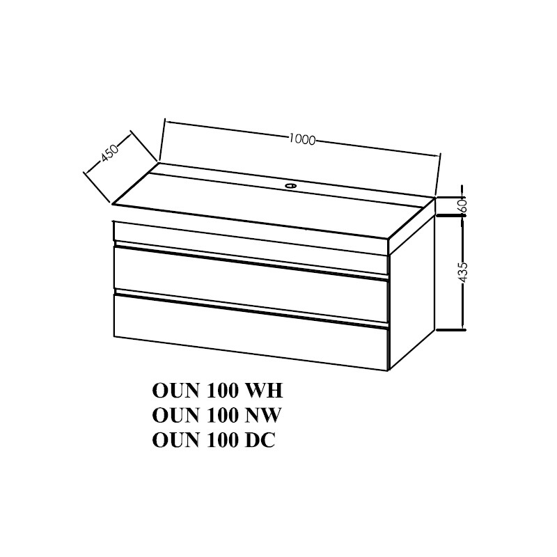 Set mobilier și lavoar suspendat, Kolpasan, Naomi, cu 2 sertare, 100 cm, dark concrete - 1 | YEO