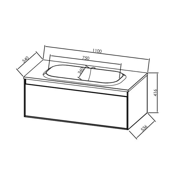 Set mobilier suspendat si lavoar Kolpasan, Pandora, 110 cm, lemn natur - 3 | YEO
