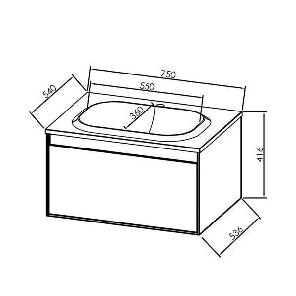 Set mobilier suspendat si lavoar Kolpasan, Pandora, 75 cm, negru - 3 | YEO