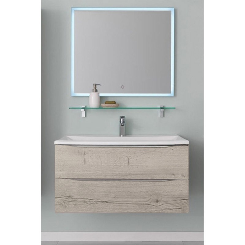 Set mobilier suspendat si lavoar Kolpasan, Tara, 91 cm, craft wood - 1 | YEO